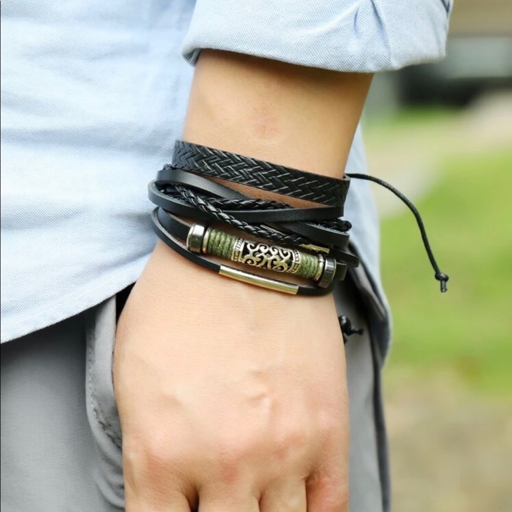 COPY - 5pcs MenPU Leather Bracelets.
